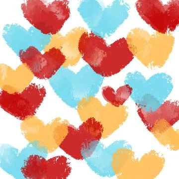 Hearts watercolor pattern, background. Valentine's day, love theme Stock Illustration