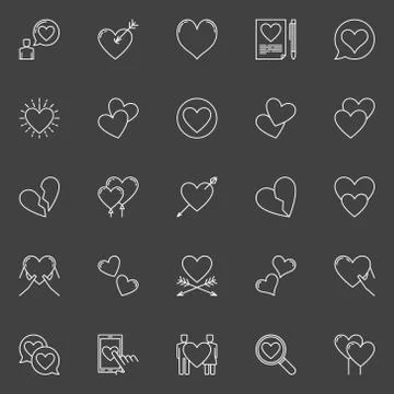 Hearts white vector icons Stock Illustration