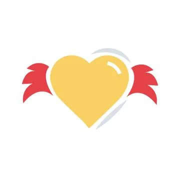Hearts with wings flat icon Stock Illustration
