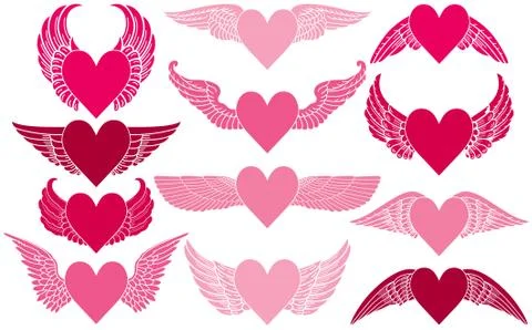 Hearts with wings Illustration