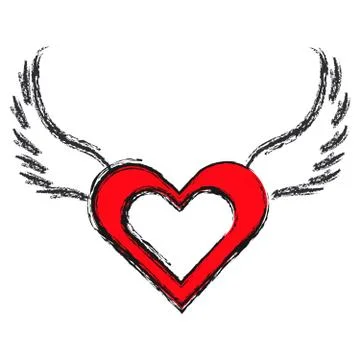 Hearts with wings on white background Stock Illustration