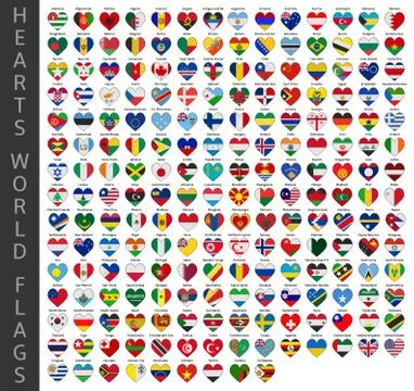Hearts world flags 스톡 일러스트