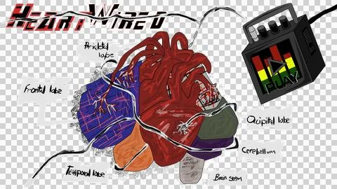 Heartwired (transparent): A metaphor of a made up expression "heart wired" Stock Illustration