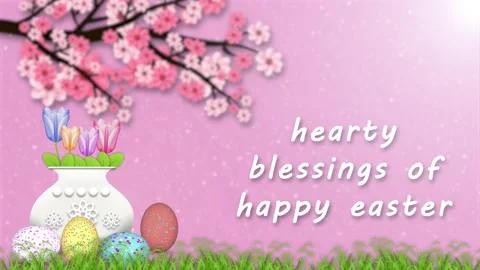 Hearty blessings of happy easter greetings on beautiful pink background wit.. Stock Footage 304269245