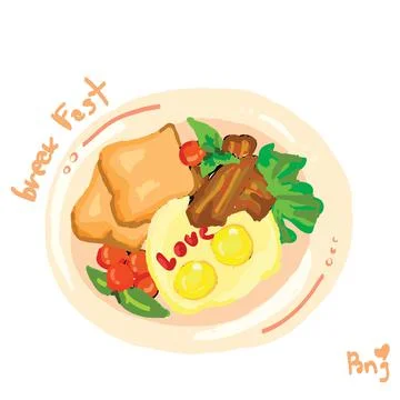Hearty Breakfast 스톡 일러스트