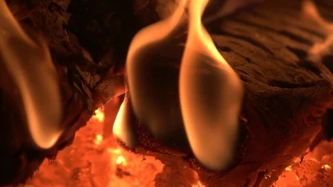 Heat and burning logs close-up Stock Footage 120872455