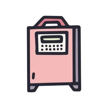 Heat cannon with control panel color vector doodle simple icon Stock Illustration