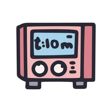 Heat cannon with timer color vector doodle simple icon Stock Illustration