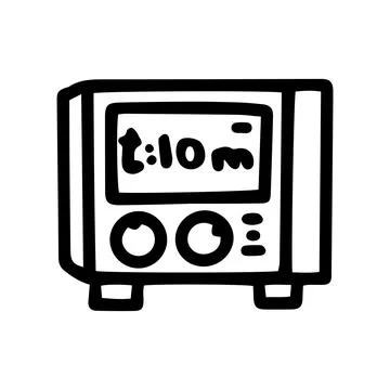 Heat cannon with timer line vector doodle simple icon Stock Illustration