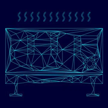 Heat con low poly triangulation triangulated polygonal electric cyan blue vib Ilustración de archivo