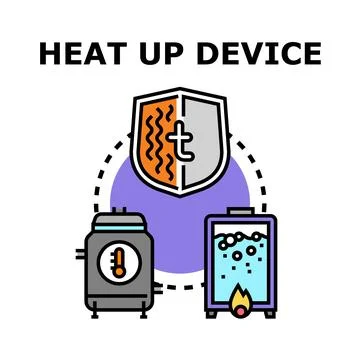 Heat up device concept with heating system icons Stock Illustration