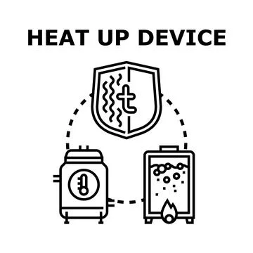 Heat up device concept with heating system icons Stock Illustration