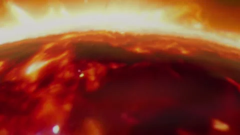Heat distorted image of the sun video. POV of the spaceship flying over the Stock Footage 246874095