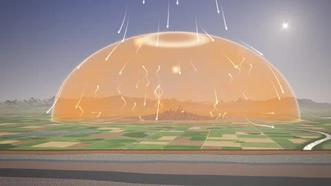 Heat Dome High Pressure System Trapping Heat Over Land Aerial Explainer Video stock 347279953