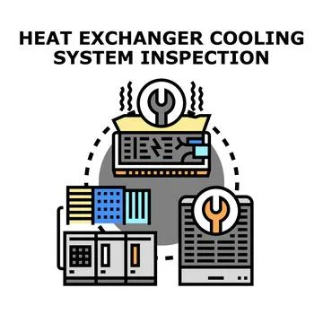 Heat exchanger cooling system inspection concept Stock Illustration