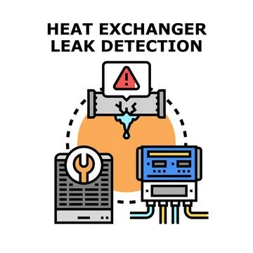 Heat exchanger leak detection process managing system Stock Illustration