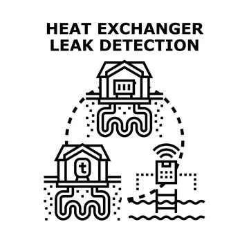 Heat exchanger leak detection system working cycle Stock Illustration