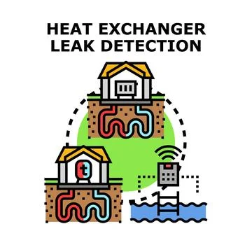 Heat exchanger leak detection system working cycle Stock Illustration