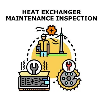 Heat exchanger maintenance inspection engineering concept Stock Illustration