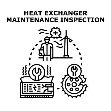 Heat exchanger maintenance inspection engineering concept Stock Illustration