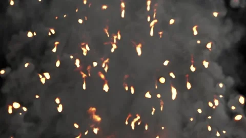 The heat of the fire causes sharp tongues of fire to rise up along with smoke on Vídeos de archivo 170639583