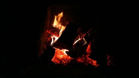 The heat from the fire in the open fireplace Stock-Footage 201813472