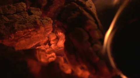 Heat in the fireplace close-up Stock Footage 120942622
