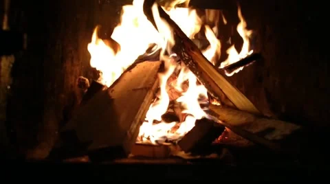 The heat from the fireplace in the house Stock Footage 201813491