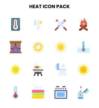 Heat Flat Bundle Icons Pack Stock Illustration