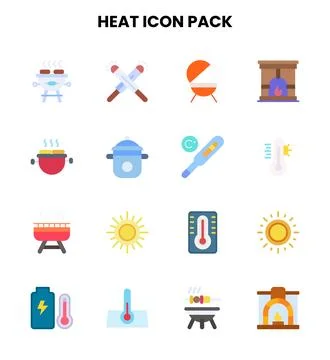Heat Flat Scalable Icons Pack 스톡 일러스트