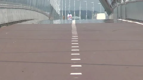 Heat haze on a cycle path on the new Nijmegen road bridge, Netherlands. Stock Footage 41309380