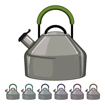 Heat kettle kitchen cartoon vector graphic Stock Illustration