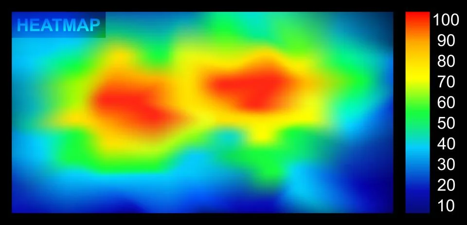 Heat map with temperature scanner data. Abstract rainbow heatmap of hot and cold Stock Illustration