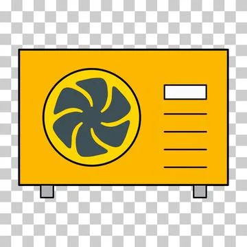 Heat pump air source icon, cooling electric system machine, cool web vector i Stock Illustration