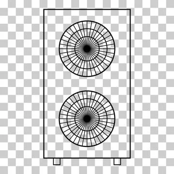 Heat pump air source icon, cooling electric system machine, cool web vector i Stock Illustration