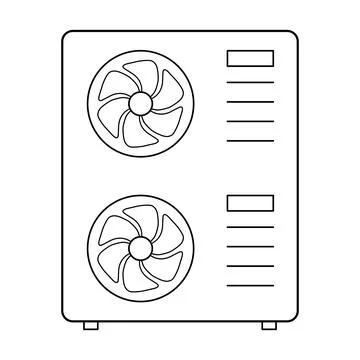 Heat pump air source icon, cooling electric system machine, cool web vector i Stock Illustration