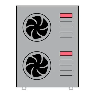 Heat pump air source icon, cooling electric system machine, cool web vector i 스톡 일러스트