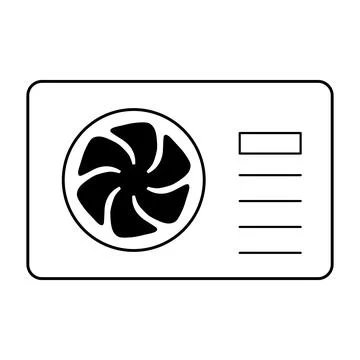 Heat pump air source icon, cooling electric system machine, cool web vector i Stock Illustration