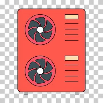 Heat pump air source icon, cooling electric system machine, cool web vector i Stock Illustration