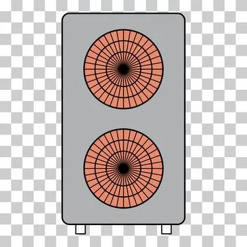 Heat pump air source icon, cooling electric system machine, cool web vector i Stock Illustration