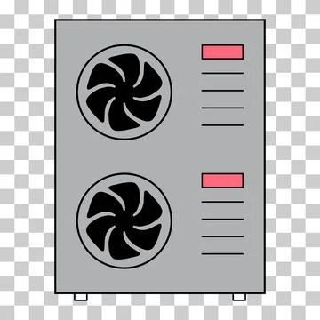 Heat pump air source icon, cooling electric system machine, cool web vector i Stock Illustration