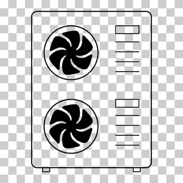 Heat pump air source icon, cooling electric system machine, cool web vector i Stock Illustration