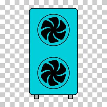 Heat pump air source icon, cooling electric system machine, cool web vector i Stock Illustration