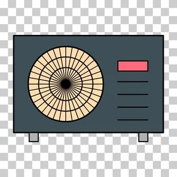 Heat pump air source icon, cooling electric system machine, cool web vector i Stock Illustration