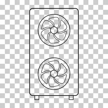 Heat pump air source icon, cooling electric system machine, cool web vector i Stock Illustration