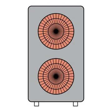 Heat pump air source icon, cooling electric system machine, cool web vector i Stock Illustration