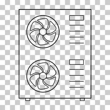 Heat pump air source icon, cooling electric system machine, cool web vector i Stock-Illustration