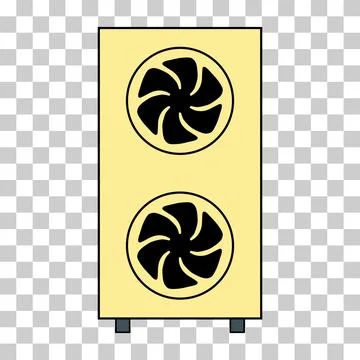 Heat pump air source icon, cooling electric system machine, cool web vector i Stock Illustration