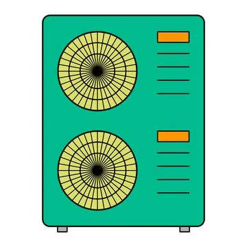 Heat pump air source icon, cooling electric system machine, cool web vector i Stock Illustration