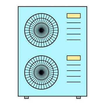 Heat pump air source icon, cooling electric system machine, cool web vector i Stock Illustration